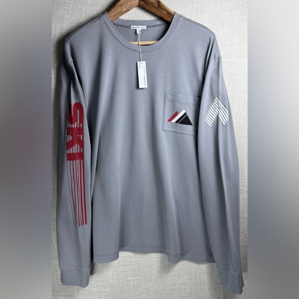 James Perse Rare Limited Edition Terry Ski Pocket Long Sleeve Tee NWT